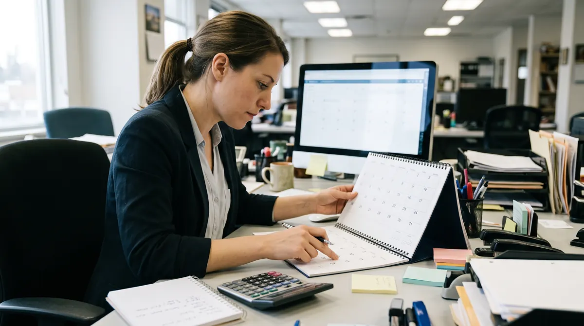 calculate days between dates: method: count actual calendar days illustration